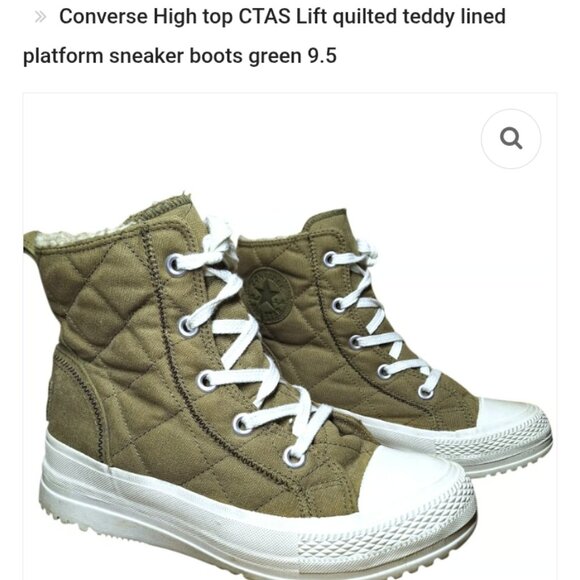 Converse High-top CTAS Lift Quilted teddy lined platform sneaker boots. - Picture 1 of 7